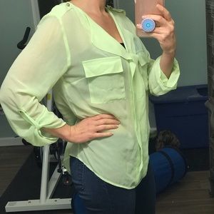 Lime green boutique blouse EUC